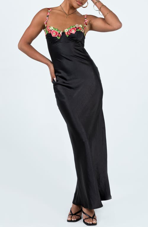 PRINCESS POLLY PRINCESS POLLY KENZIE FLORAL LACE SATIN MAXI DRESS