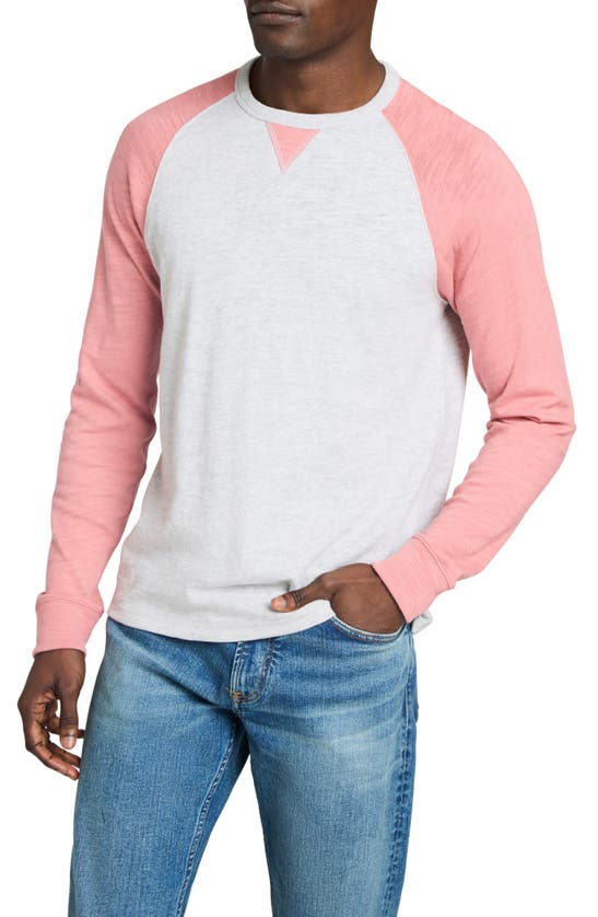 Shop Faherty Sunwashed Colorblock Long Sleeve T-shirt In Light Grey/ Fadedflag