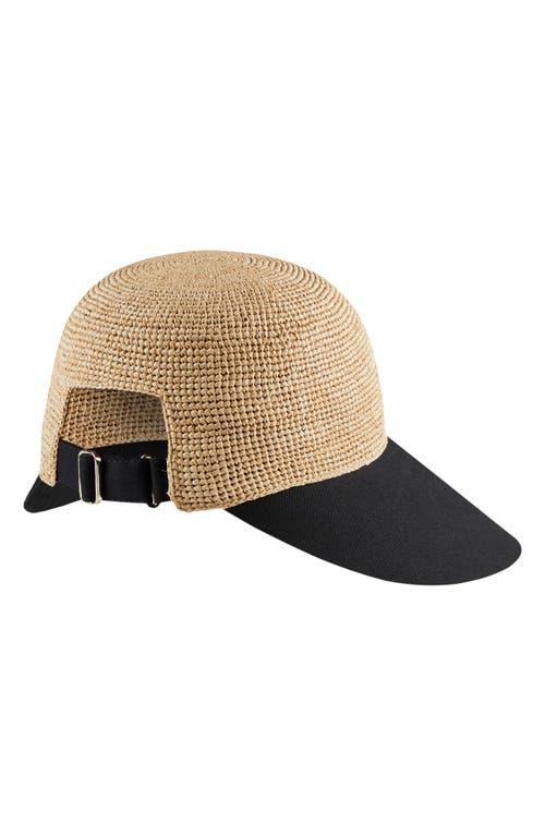 Helen Kaminski Raffia & Cotton Baseball Cap In Natural/black