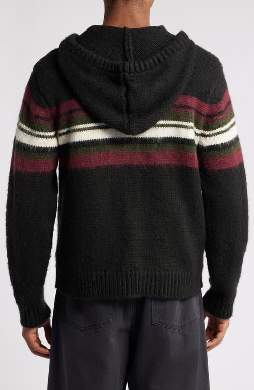 Shop Obey Myers Chest Stripe Hooded Zip Cardigan In Black Multi