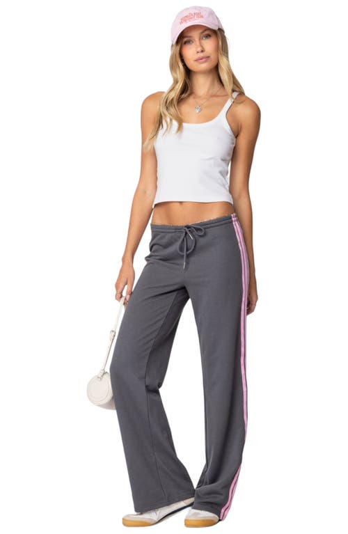 Shop Edikted Averie Stripe Sweatpants In Gray