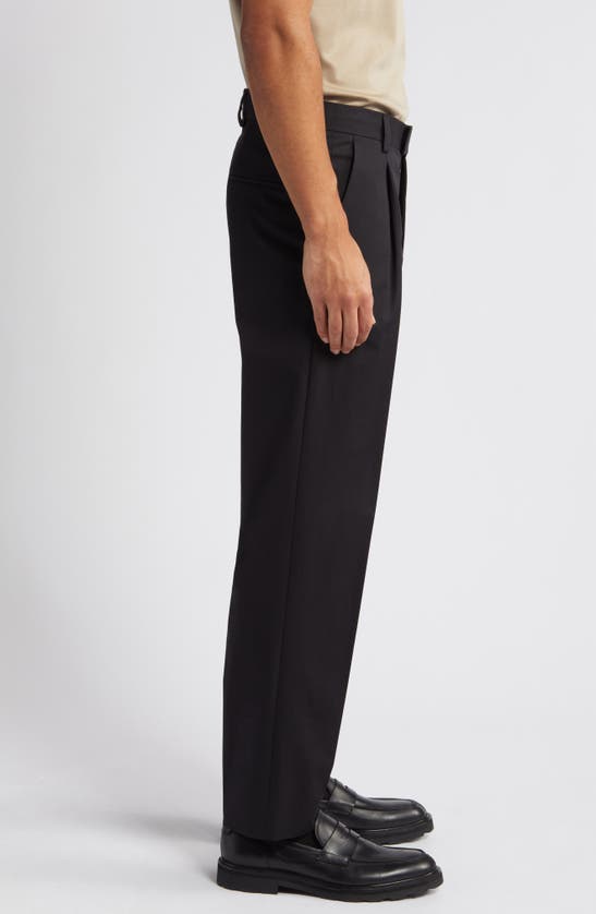 Shop Hugo Boss Hugo Theodor Pleated Stretch Cotton Pants In Black