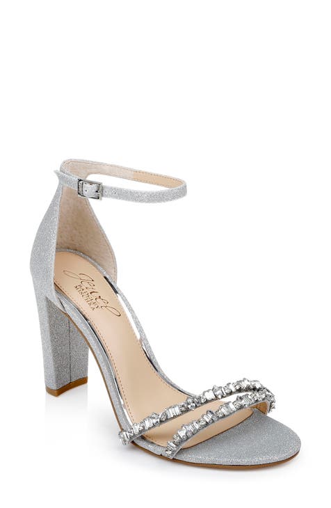 strappy silver evening shoes