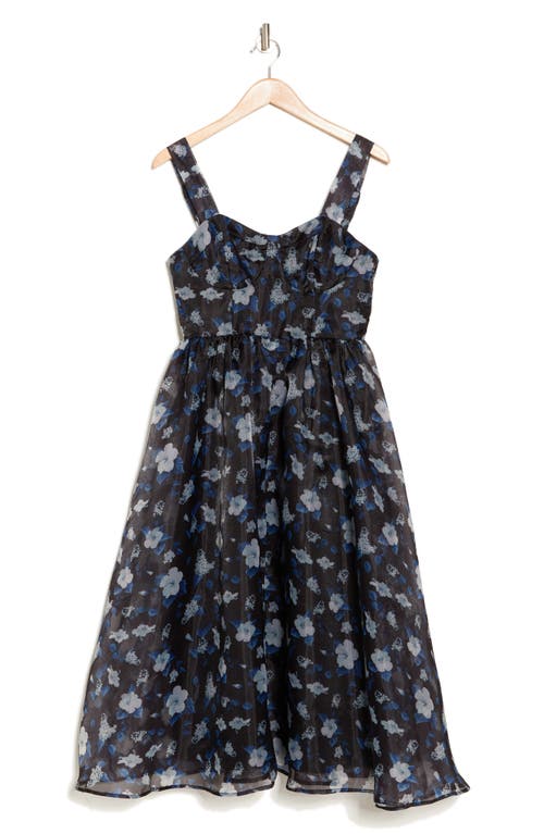 Shop Lulus Delightful Look Midi Sundress In Black/blue/white