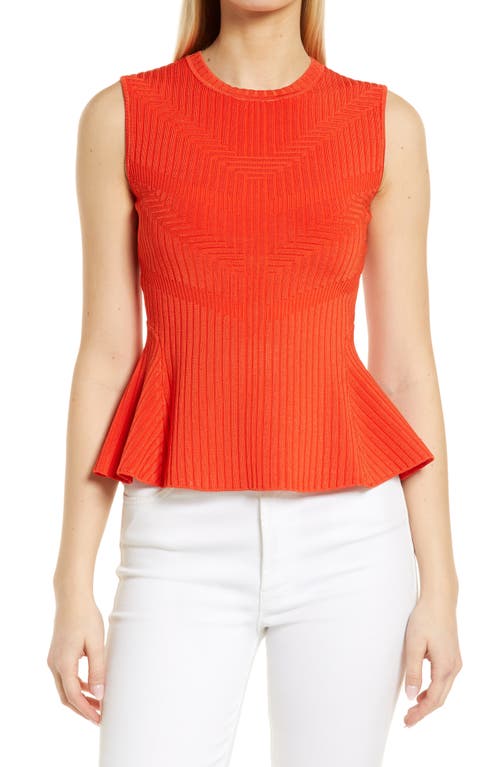 halogen(r) Sleeveless Peplum Sweater in Orange Rumba