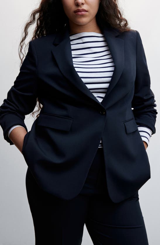 Shop Mango Suit Blazer In Dark Navy