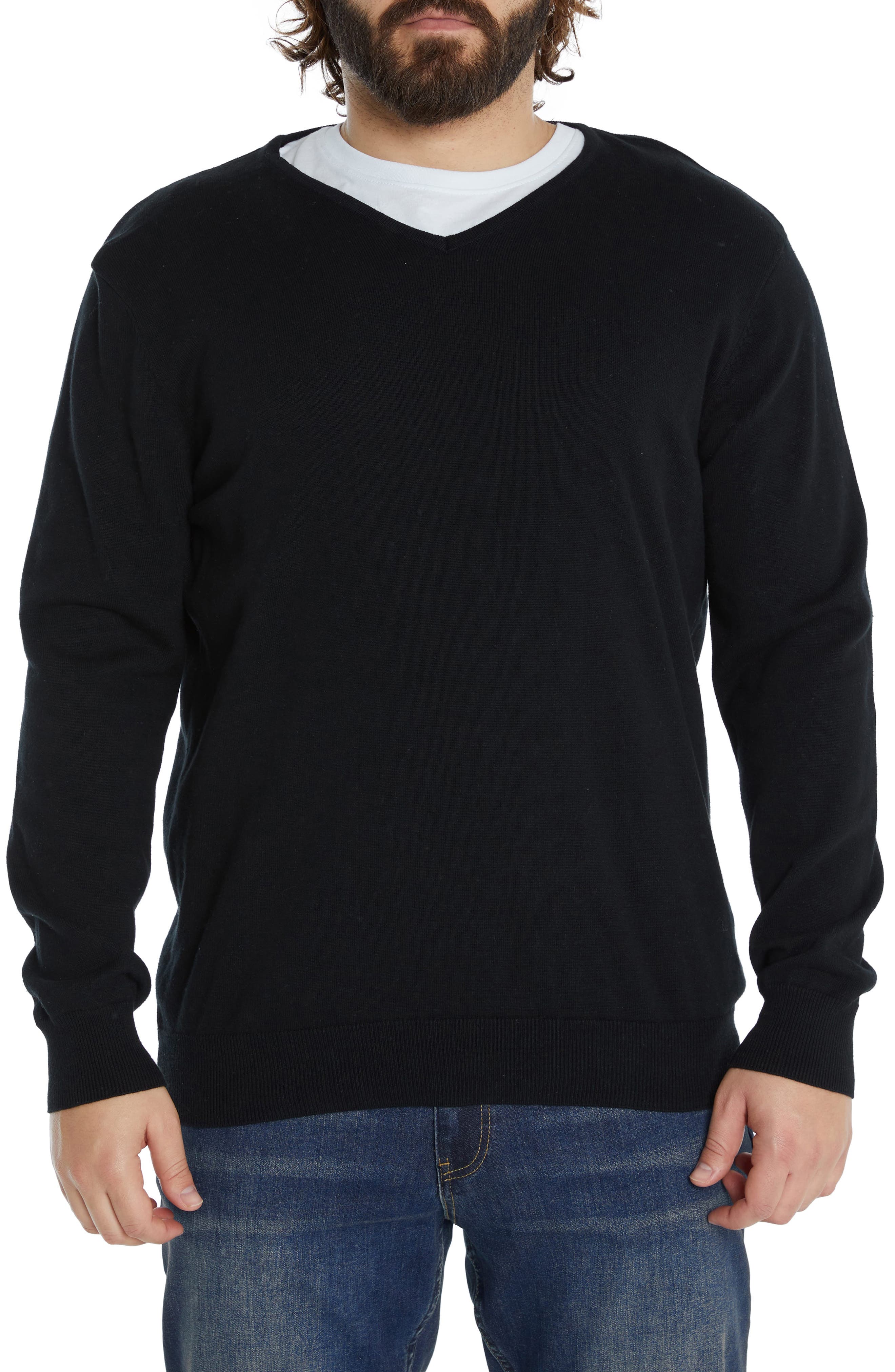 Johnny Bigg Cotton V-Neck Sweater in Black at Nordstrom