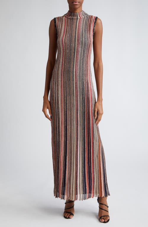 Missoni Sequin Metallic Stripe Gown Multicolor Black Rust Beige at Nordstrom, Us