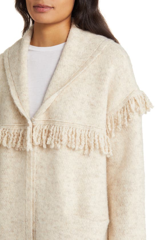 Wit & Wisdom Fringe Yoke Cardigan In Heather Oatmeal