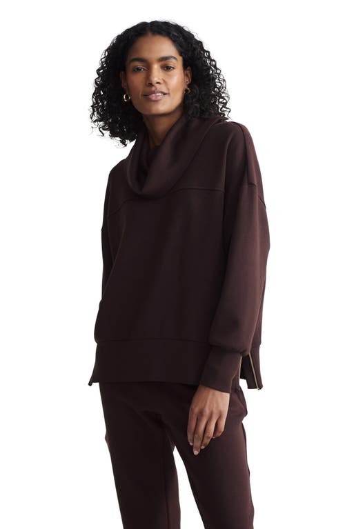 Shop Varley Priya Longline Cowl Neck Sweatshirt In Coffee Bean