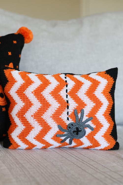 Shop Melange Collection Halloween Spider Mini Pillow In Orange And Black