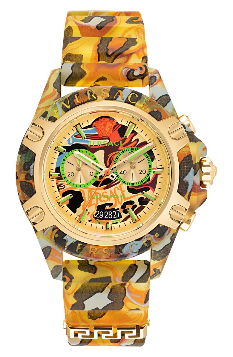 Versace Icon Active Chronograph Silicone Strap Watch, 44mm | Nordstrom
