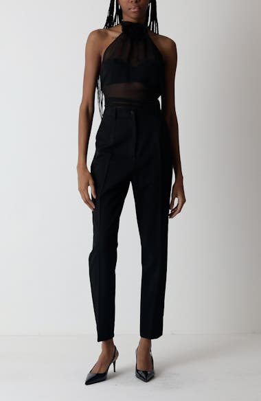 Dolce&Gabbana Rosette Silk Blend Chiffon Halter Top | Nordstrom