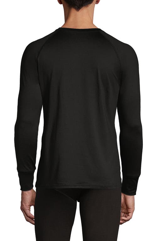 Shop Lands' End Stretch Thermaskin Long Underwear Crew Base Layer In Black