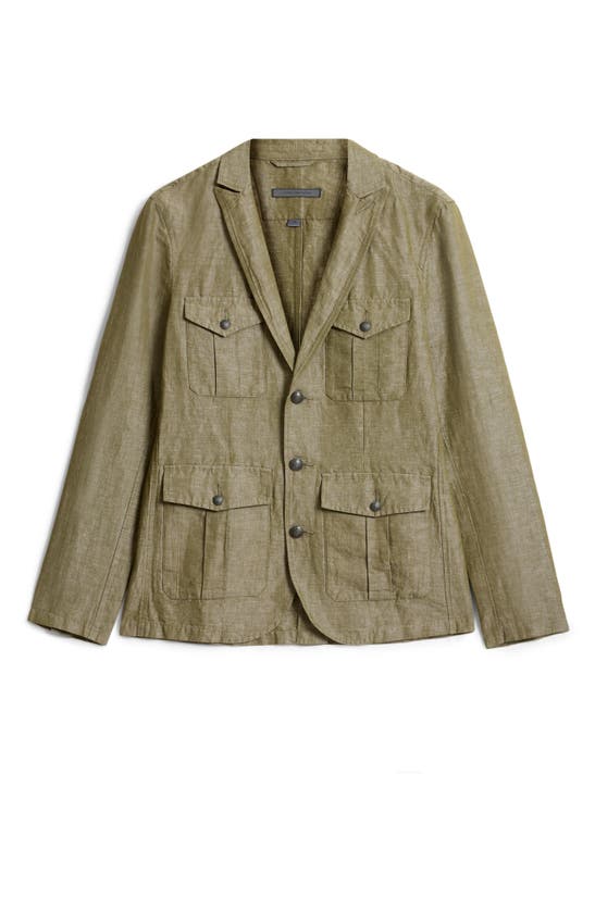Shop John Varvatos Olaf Cotton & Linen Officer's Jacket In Olive