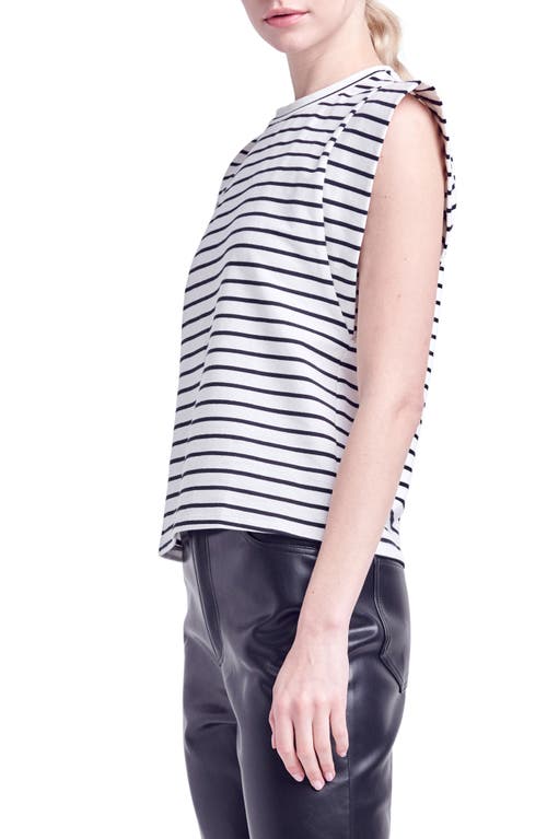 English Factory Stripe Extended Shoulder T-shirt In White/black