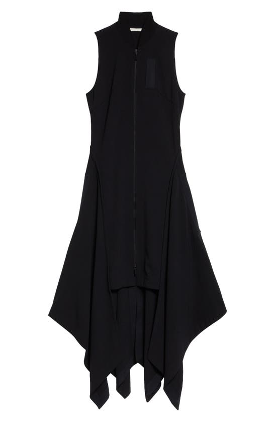 Shop Jason Wu Collection Front Zip Handkerchief Hem Fluid Crepe Dress In Black