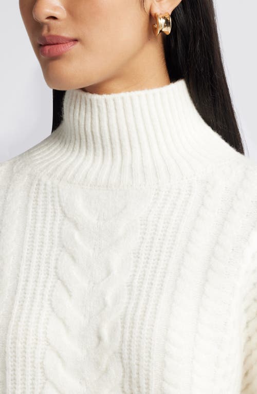 Shop Nordstrom High Low Mock Neck Fisherman Sweater In Ivory Pristine