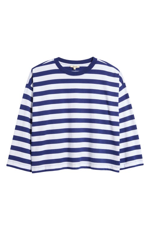 Shop Madewell Stripe Oversize Long Sleeve Crewneck T-shirt In Bright Cobalt