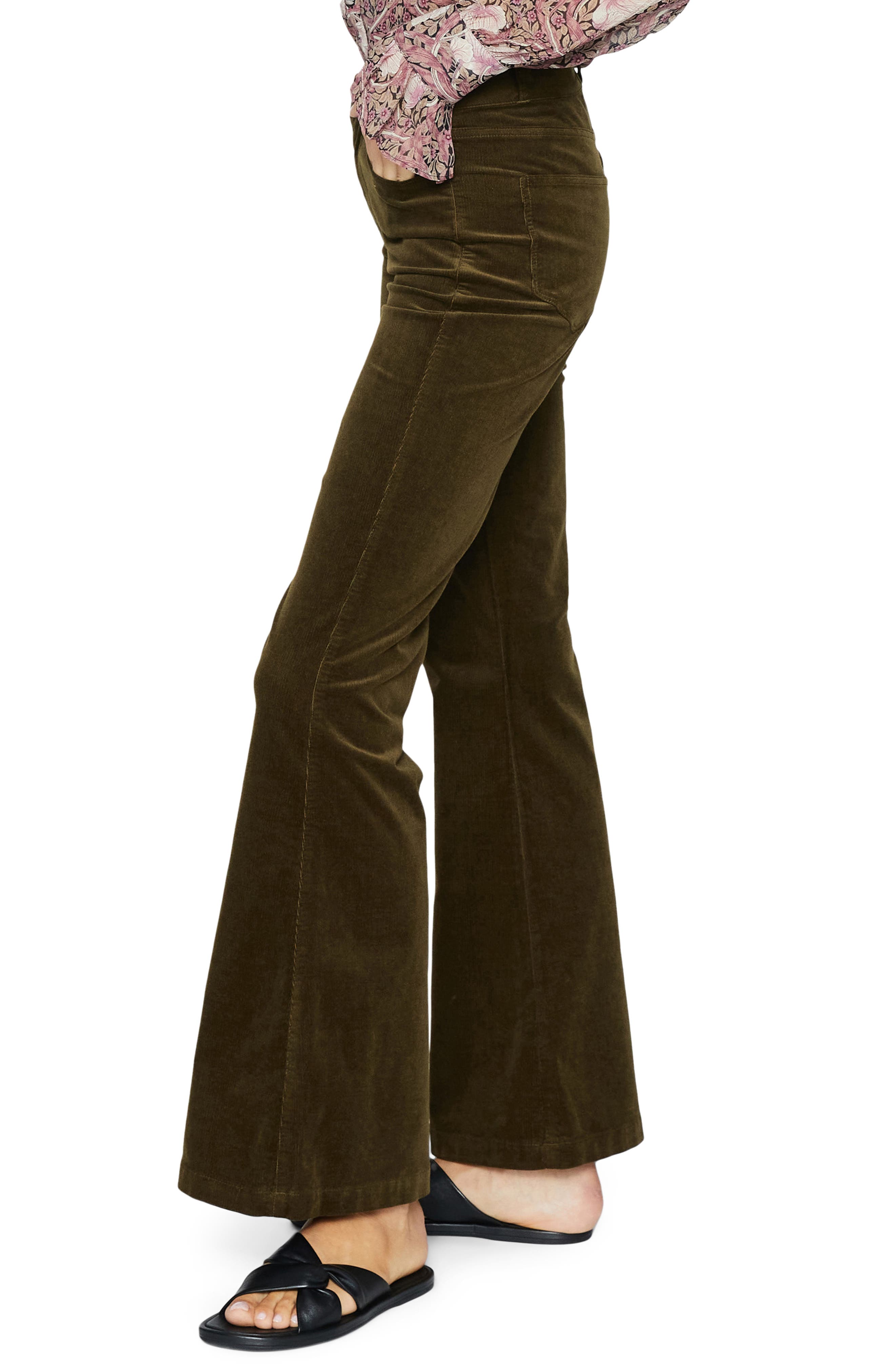 high waist flare leg corduroy pants