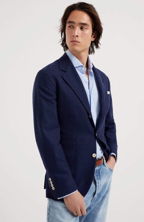 Shop Brunello Cucinelli Diagonal Twill Unconstructed Blazer In Blue