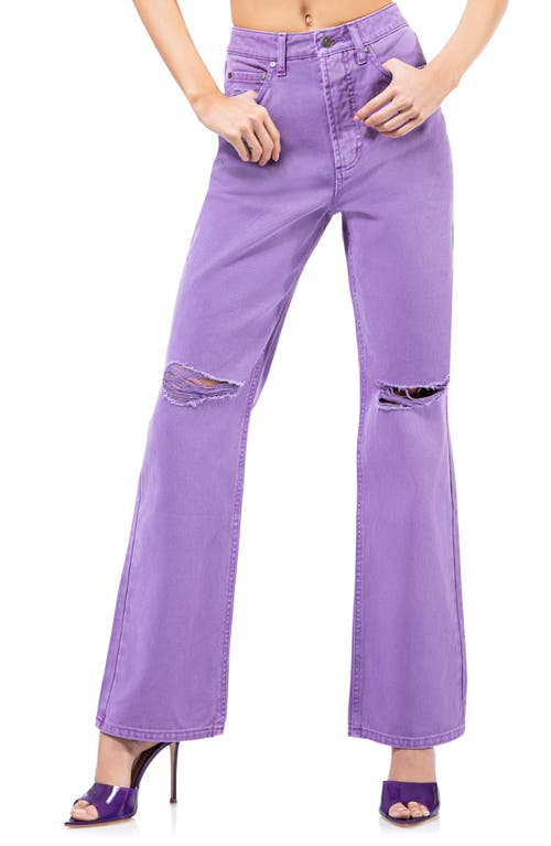 Oden Ripped High Waist Wide Leg Jeans in Deep Lavender