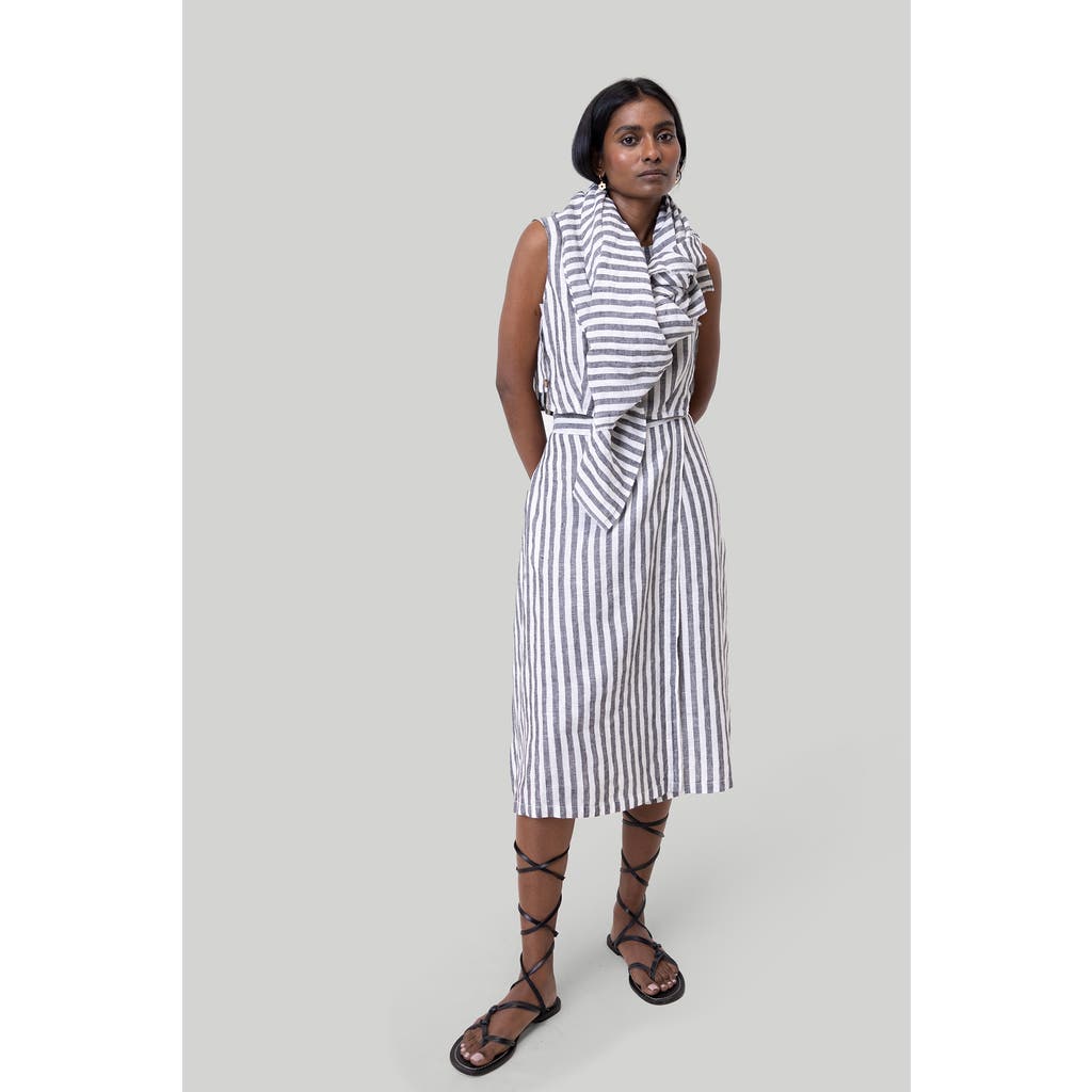 Reistor Boxy Crop Top In Striped Linen (sl)
