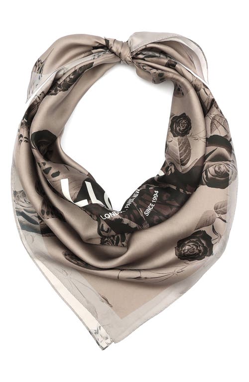 Allsaints Agatha Fawn Brown Silk Twill Square Scarf In Cinnamon Brown
