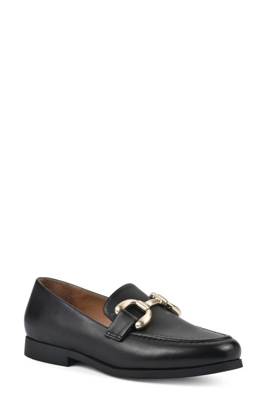 White Mountain Footwear Cassino Buckle Loafer In Black/ Leather