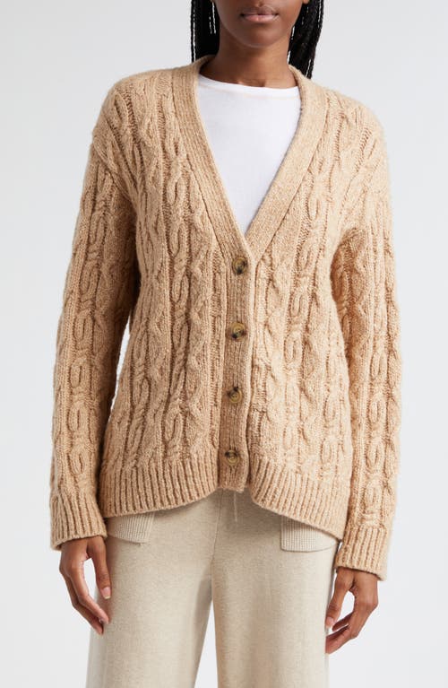 ATM Anthony Thomas Melillo Cable Knit Wool & Cotton Blend V-Neck Cardigan Clay at Nordstrom,