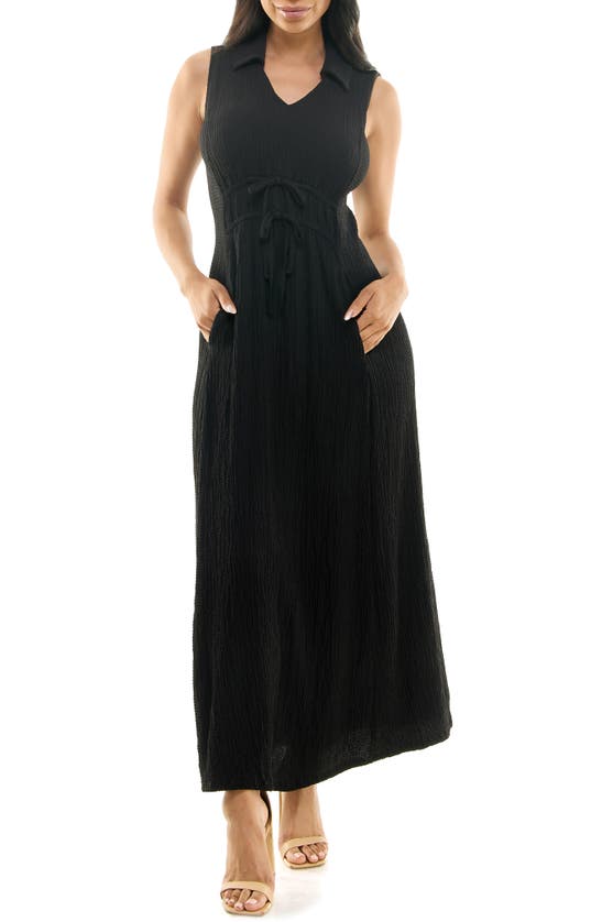 Nina Leonard Collared Maxi Dress In Black