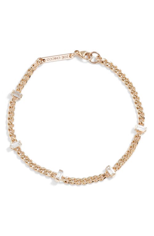 Zoë Chicco Baguette Diamond Chain Bracelet in 14K Yg at Nordstrom, Size 7