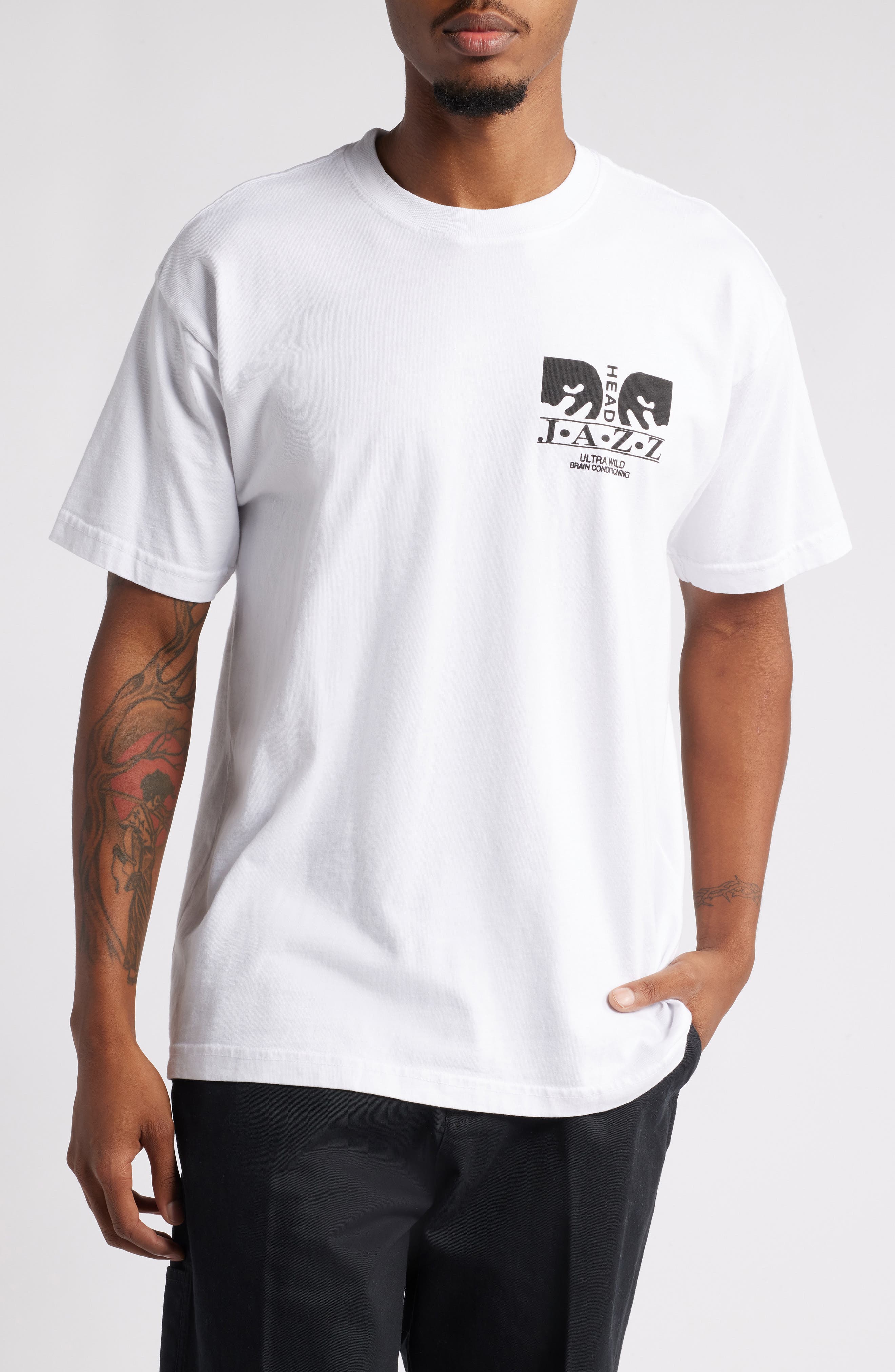 Obey Jazz Head Cotton Graphic T-Shirt in White 