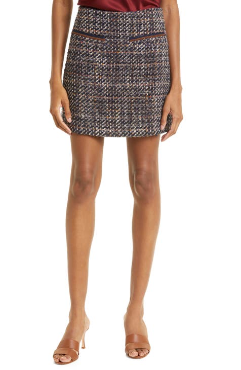 Cashmere Blend Tweed Skirt, Russet, Skirts