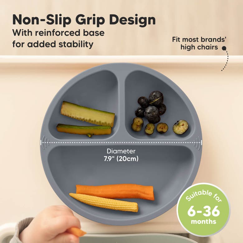 Shop Keababies 3-pack Prep Silicone Suction Plates In Slate
