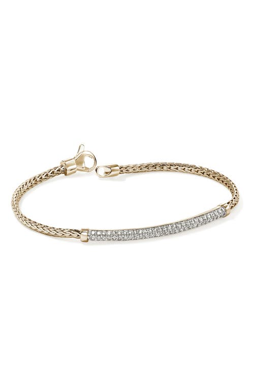 Shop John Hardy Jh Essential Pavé Bracelet, Gold, Diamonds, 2.5mm