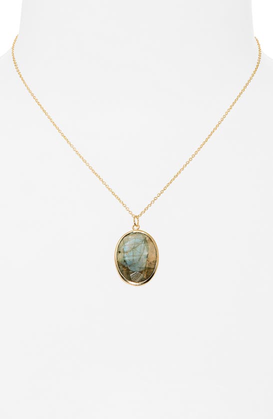 Shop Argento Vivo Sterling Silver Textured Labradorite Pendant Necklace In Gold