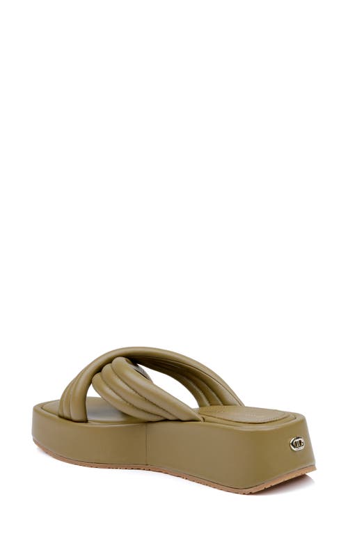 Dee Ocleppo Sicily Crisscross Leather Flatform Sandals In Moss Leather