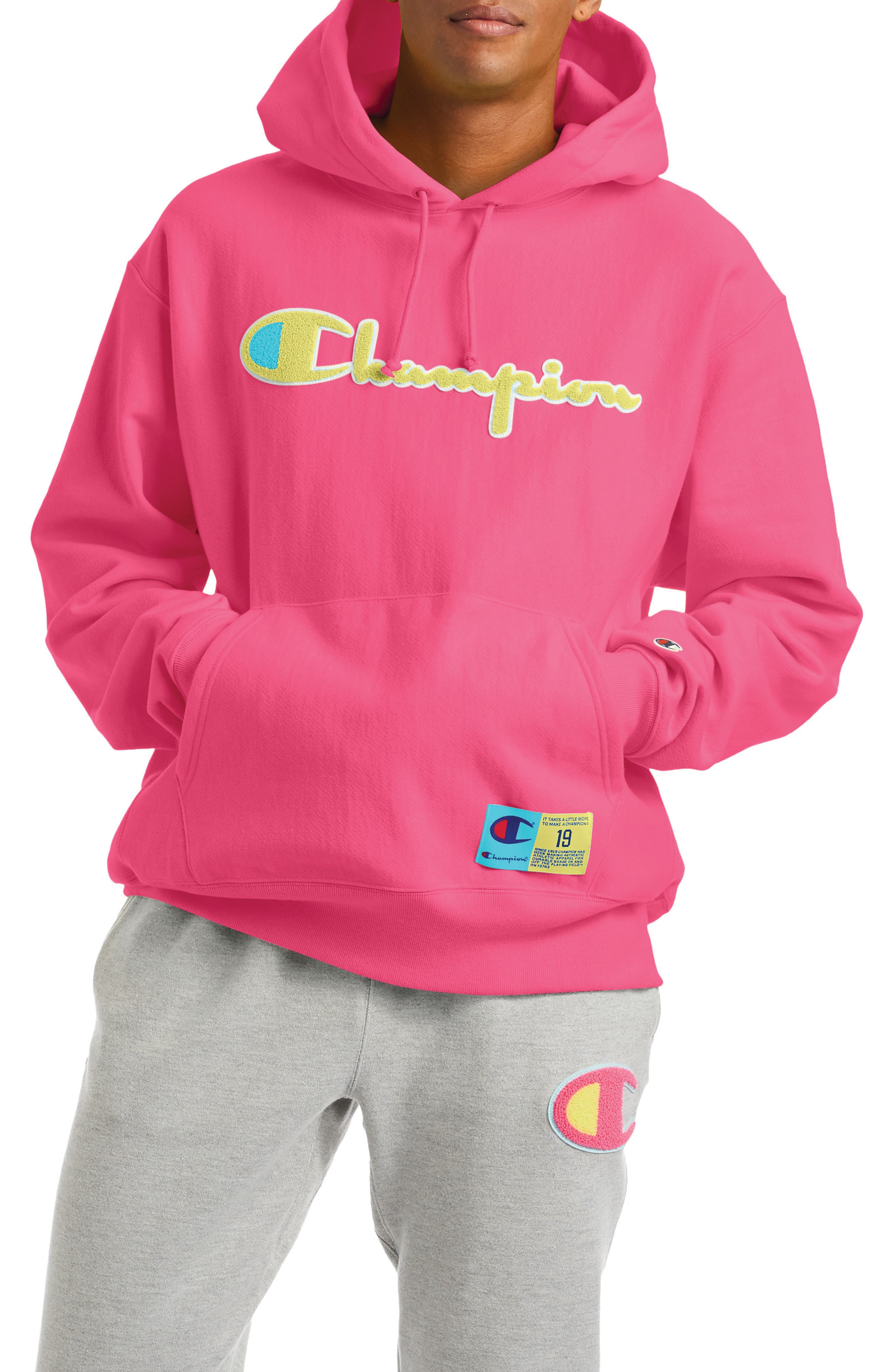 champion hoodie reverse weave pink
