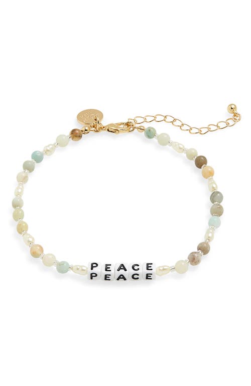 Little Words Project Peace Beaded Anklet in Sage Multi