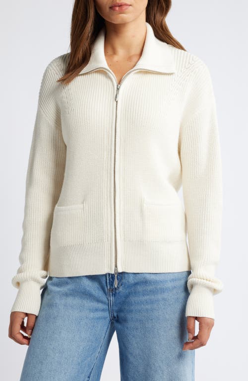 Shop Caslonr Caslon(r) Cotton Blend Zip-up Cardigan In Ivory Pristine