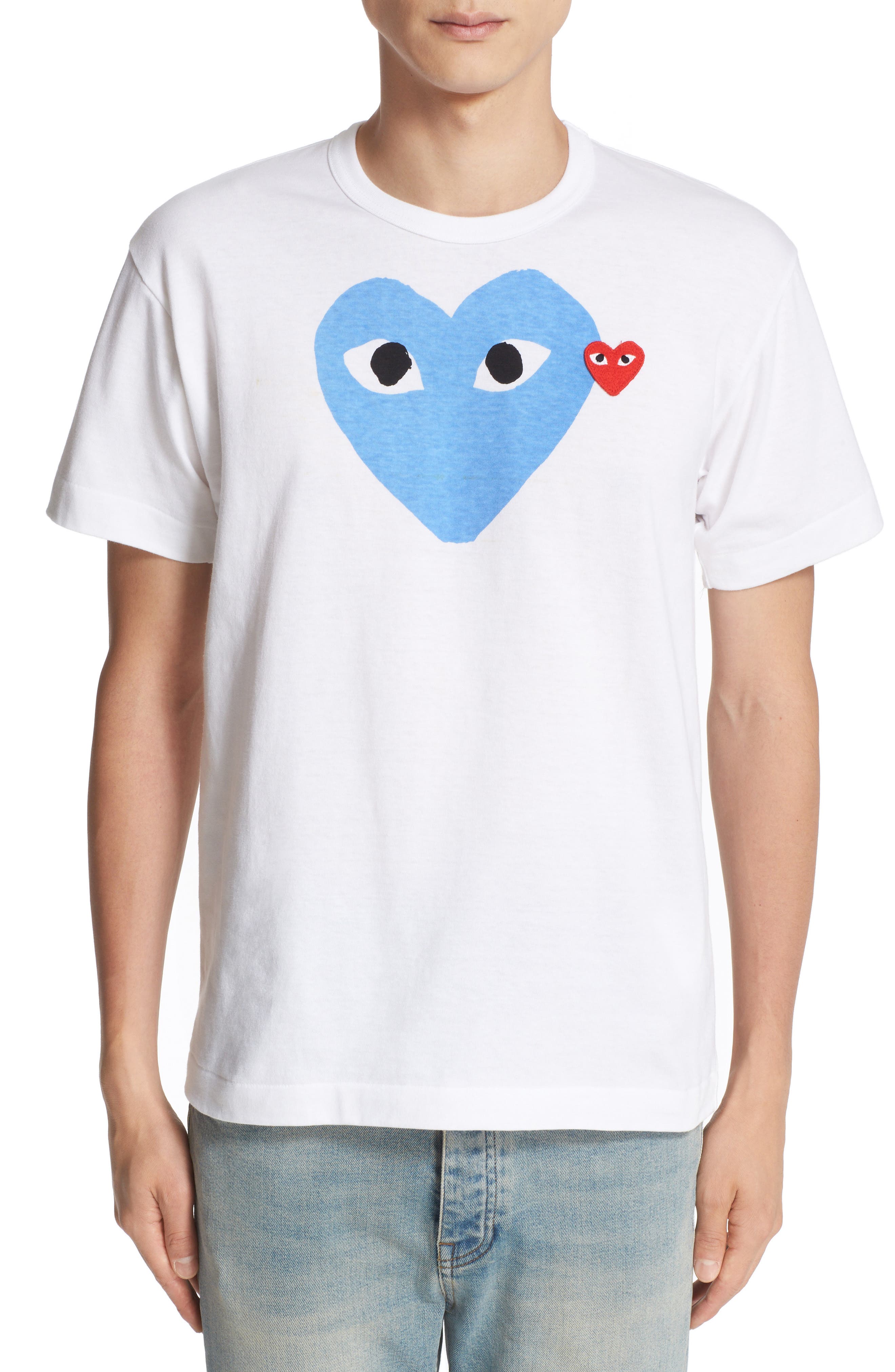 Buy Comme Des Garcons T Shirt Blue Heart | UP TO 54% OFF