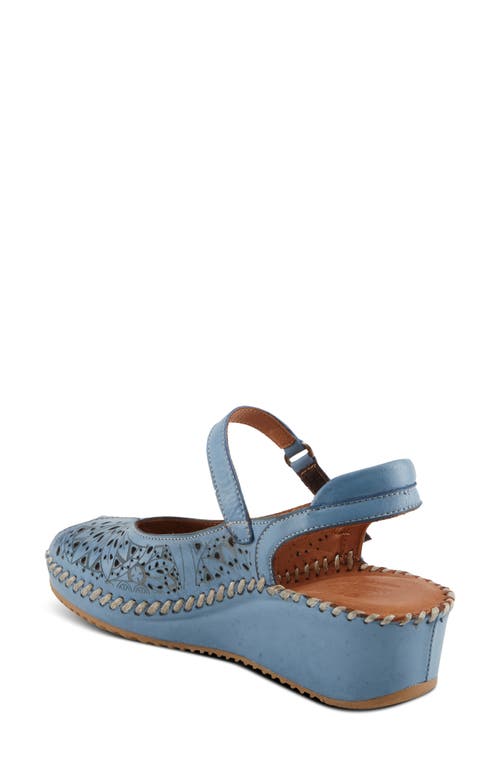 Shop Spring Step Santonio Slingback Peep Toe Wedge Sandal In Blue