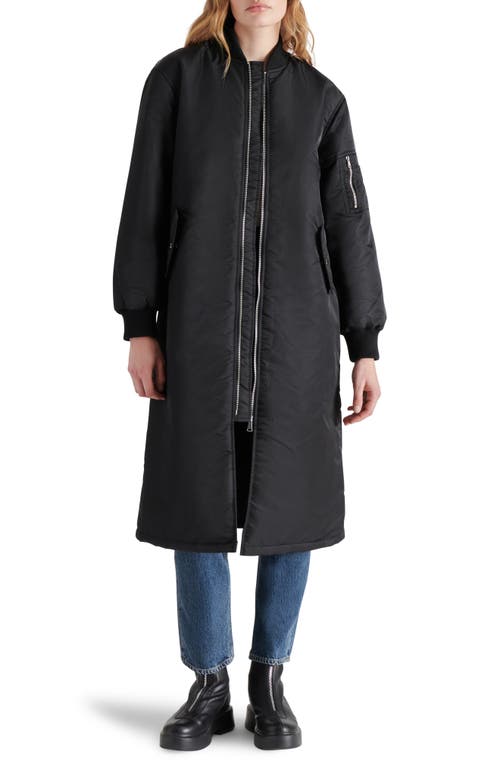 Shop Steve Madden Vindy Insulated Zip-up Coat In Black