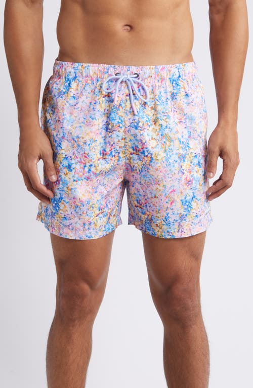 Boardies Ditsy Floral Repreve® Recycled Polyester Swim Trunks In Pink/blue Multi