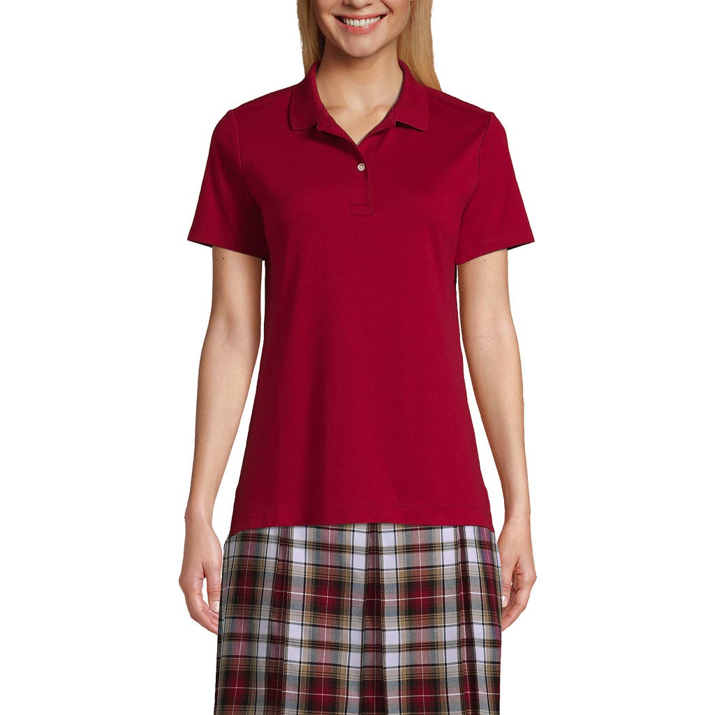 Lands' End School Uniform Short Sleeve Feminine Fit Interlock Polo Shirt In Garnet