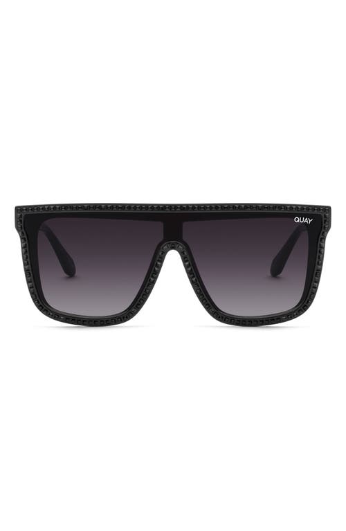 Quay Australia Nightfall Bling 49mm Gradient Shield Sunglasses In Black