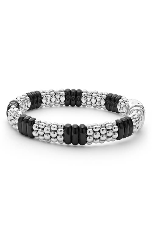 Shop Lagos Black Caviar Ceramic Rope Bracelet In Black/silver