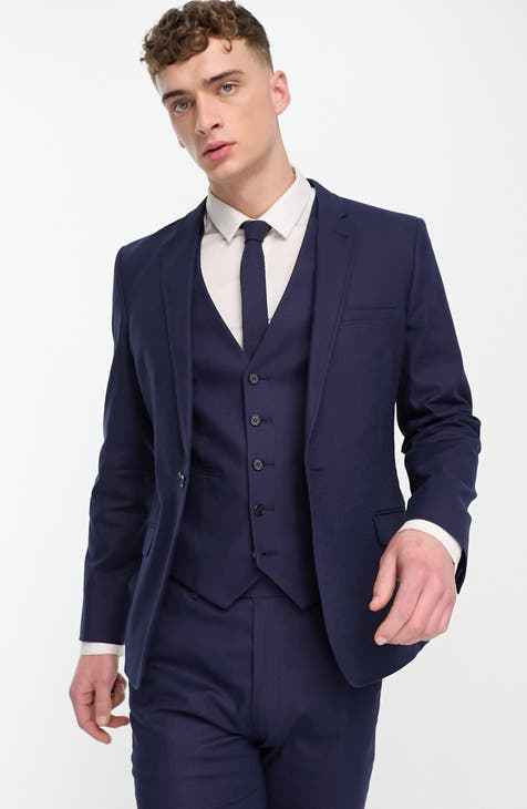 Super Skinny Linen Blend Suit Jacket