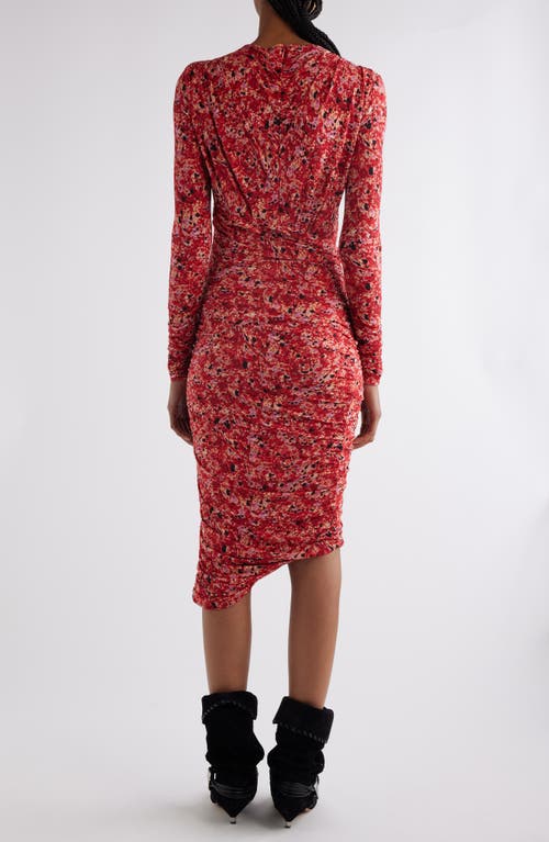 Shop Isabel Marant Zorah Long Sleeve Draped Jersey Dress In Red